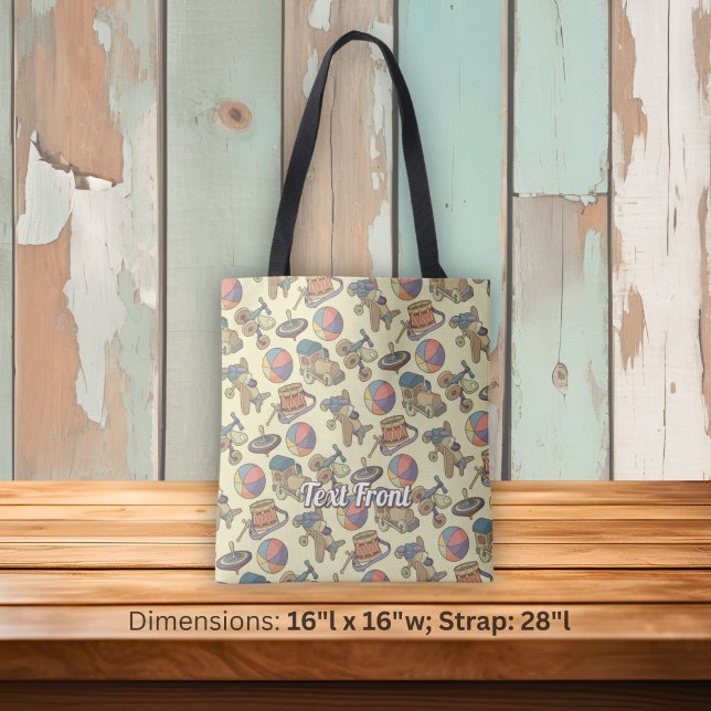 Bolsa Tote Fundo de Ícones de Brinquedos (Criador carregado)