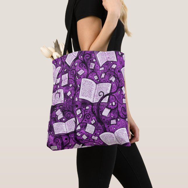 Bolsa Tote Fundo de Livros Rosa (Close Up)