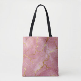 Bolsa Tote Fundo de Mármore Rosa com Veias Douradas