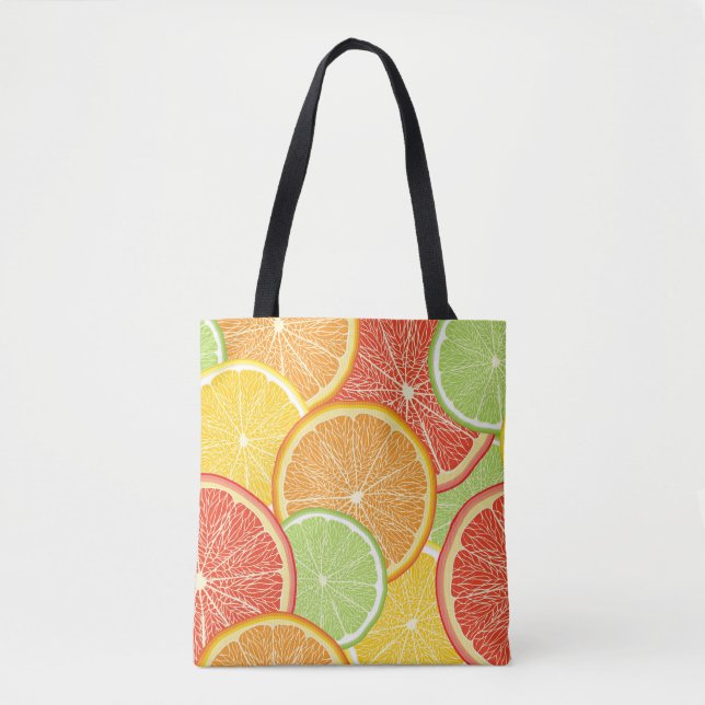 Bolsa Tote Fundo de toranja e abstrato laranja. (Frente)