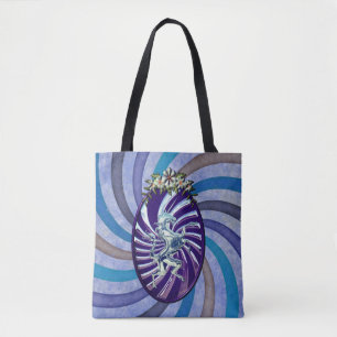 Bolsa Tote Fundo de Vintagem Legal do Unicórnio prateado mí