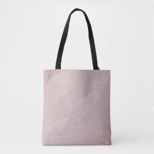 Bolsa Tote fundo decorativo rosa de ouro, elegante.