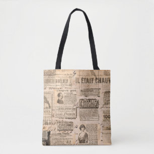 Bolsa Tote Fundo do estilo de vintage criativo. Textura de pa