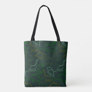 Bolsa Tote fundo do padrão de dinossauro desenhado manualmen