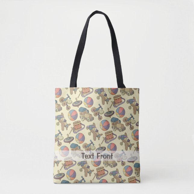 Bolsa Tote Fundo dos Ícones dos Brinquedos (Frente)