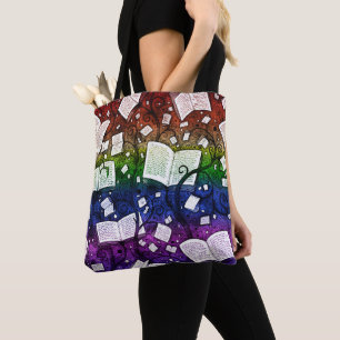 Bolsa Tote Fundo dos Livros do Arco-Íris