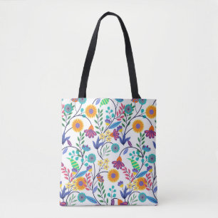 Bolsa Tote Fundo Floral Exótico Colorido-23145