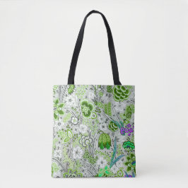 Bolsa Tote Fundo Floral Verde