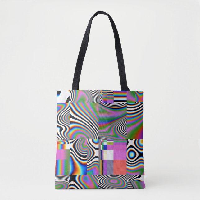 Bolsa Tote Fundo Geométrico Vibrant Digital Abstrato (Frente)
