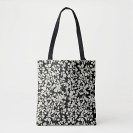 Bolsa Tote Fundo preto das flores brancas