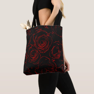 Bolsa Tote Fundo Preto do Rosa vermelha