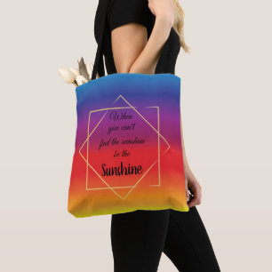 Bolsa Tote fundo solar ousado com a citação de "sol"