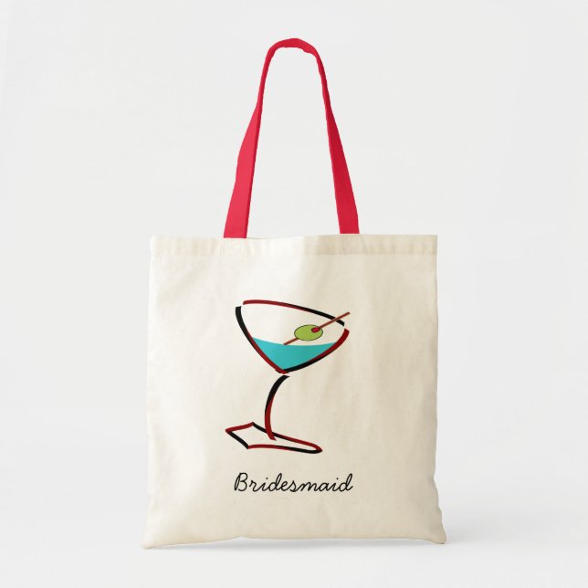 Bolsa Tote Funky martini red Bridesmaid Favors (Frente)