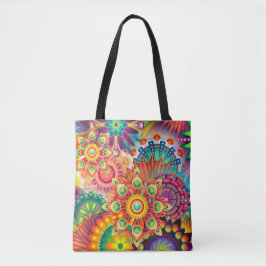 Bolsa Tote Funky Retro Pattern Abstrato Bohemian