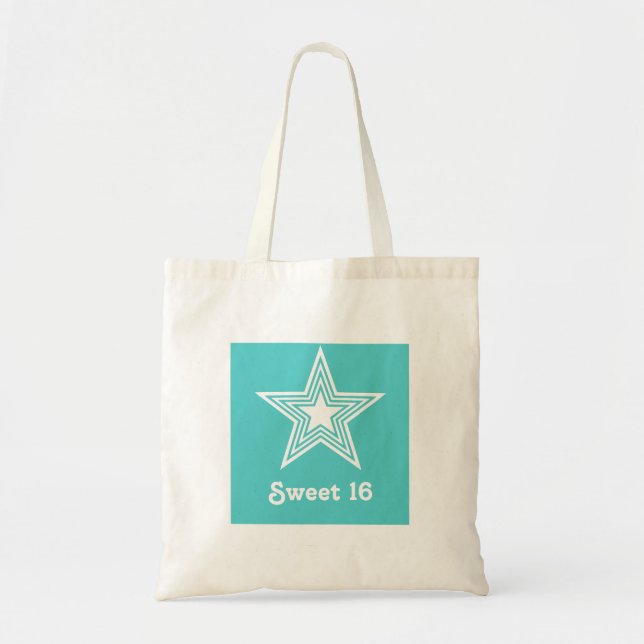 Bolsa Tote Funky Star Sweet 16 Swag Bag, Turquoise (Frente)