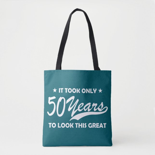Bolsa Tote Funny 50th Birthday Retro Typography (Frente)