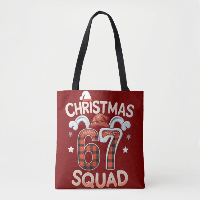 Bolsa Tote Funny 67 Six Seven Meme Brainrot  Christmas Squad (Frente)