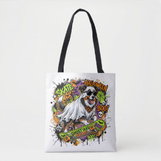 Bolsa Tote Funny American Shepherd Ghost Skateboard Halloween