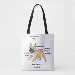Bolsa Tote Funny Anatomy of a French Bulldog Illustration