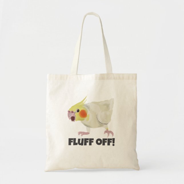 Bolsa Tote Funny Angry Lutino Cockatiel Fluff Off Pet Parrot (Frente)