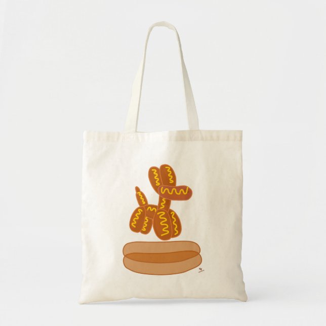 Bolsa Tote Funny Balloon Hot Dog Tasty Cartoon Art (Frente)