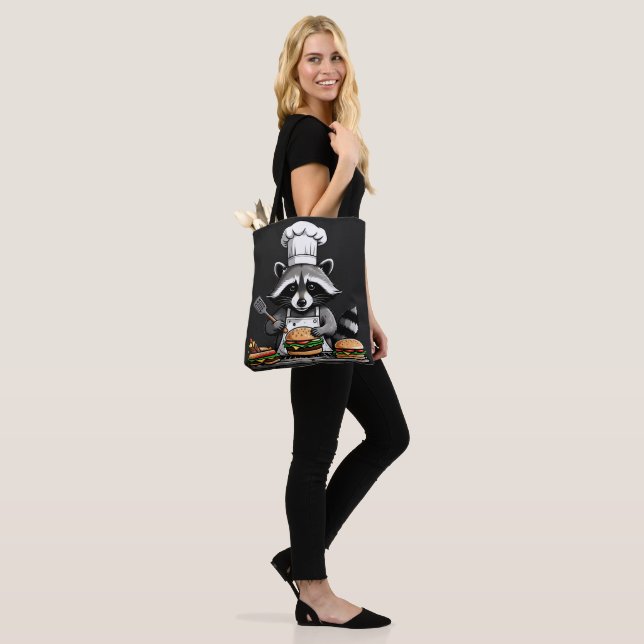 Bolsa Tote Funny BBQ Raccoon Flipping Burgers  (No(a) Modelo)