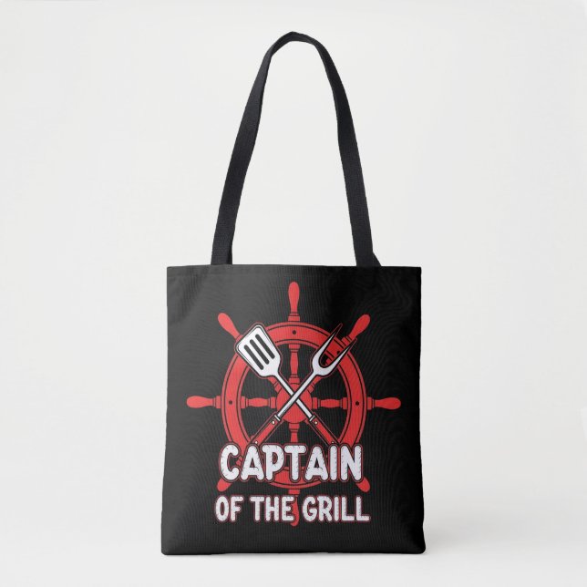 Bolsa Tote Funny BBQ Sailing Captain Of The Grill  (Frente)
