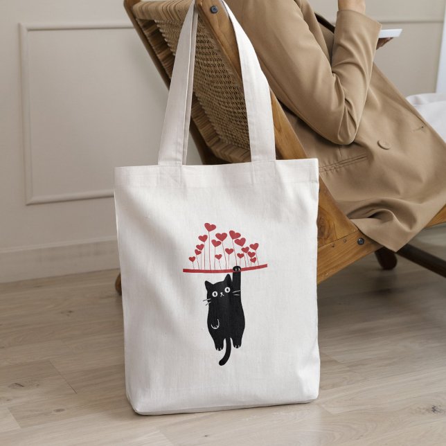 Bolsa Tote Funny Black Cat Hanging Out Valentine's Day (Criador carregado)