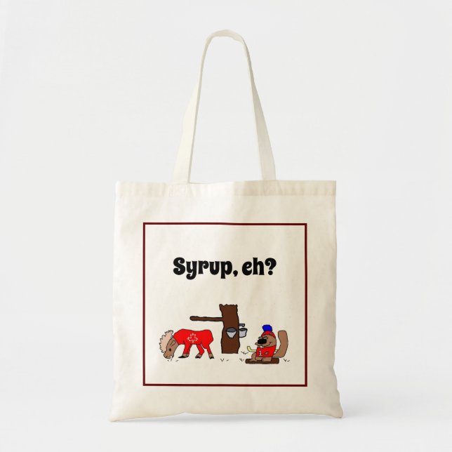 Bolsa Tote Funny Canada Moose and Beaver com Xarope de Maple (Frente)