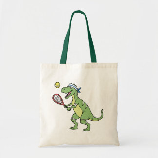 Bolsa Tote  Funny Cartoon T-Rex Playing Tennis Dinosaur