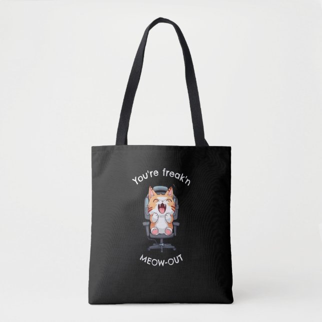 Bolsa Tote Funny Cat Freak'n Meow Out (Frente)