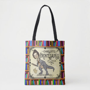 Bolsa Tote Funny Charlotte Bronte Surus Dinossaur Book Reader