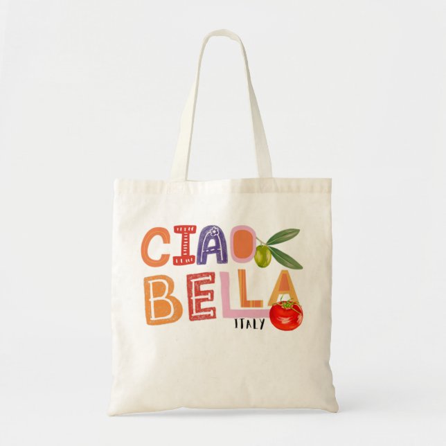 Bolsa Tote Funny Ciao Bella dizendo Jardim italiano para F it (Frente)