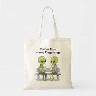 Bolsa Tote Funny Coffee and Aliens