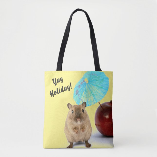 Bolsa Tote Funny Cute Gerbil Summer Holiday Yellow (Frente)
