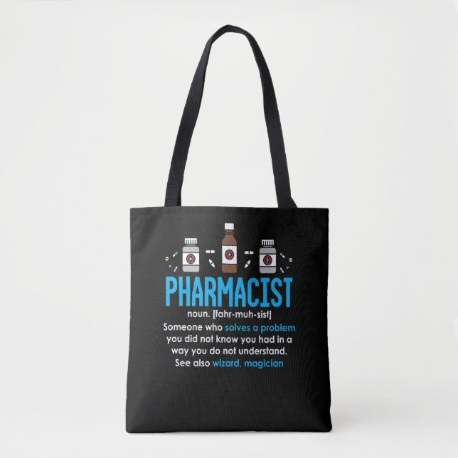 Bolsa Tote Funny Farmacêutica Definition Pharmacy Empregado (Frente)