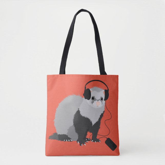 Bolsa Tote Funny Ferret Music Lover (Frente)