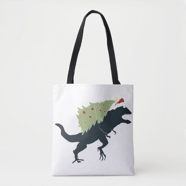 Bolsa Tote Funny Festive Dino Christmas (Frente)