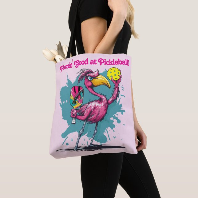 Bolsa Tote Funny Flamingo Pickleball (Close Up)