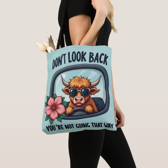 Bolsa Tote Funny Highland Cow Retro Western Motivation Art (Close Up)