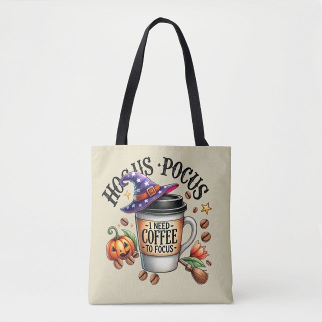 Bolsa Tote Funny Hocus Pocus I Need Coffee Witch (Frente)