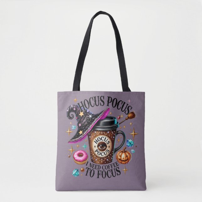 Bolsa Tote Funny Hocus Pocus I Need Coffee Witch (Frente)