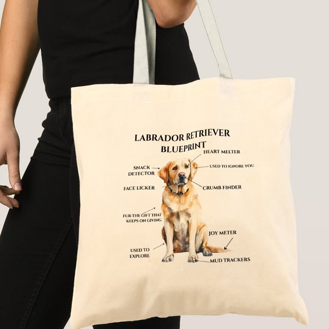 Bolsa Tote Funny Labrador Retriever Blueprint (Criador carregado)