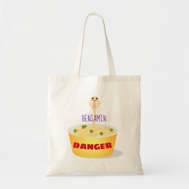 Bolsa Tote Funny noodles humor snake cartoon illustration (Frente)