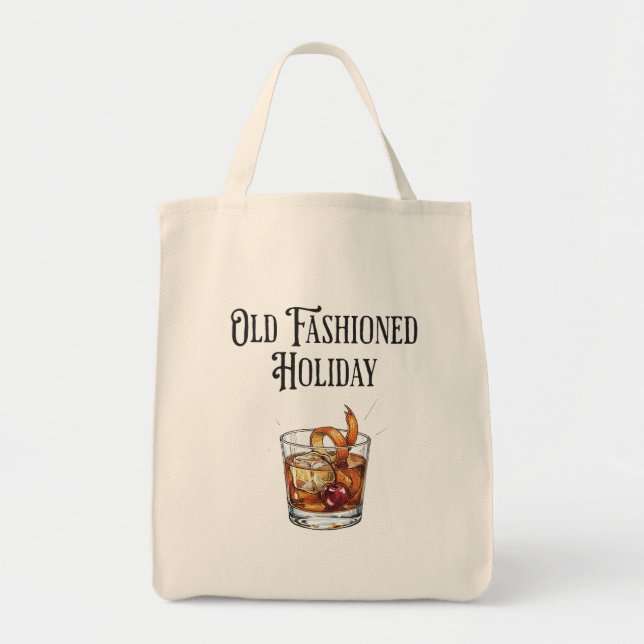 Bolsa Tote Funny Old Fashion Holiday Cocktail Christmas  (Frente)