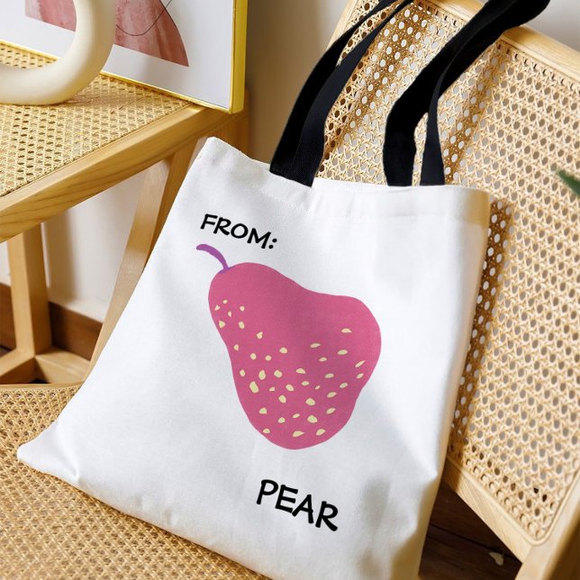 Bolsa Tote Funny Pear Pun – “From: Pear” Pop Art Fruit Canva (Criador carregado)