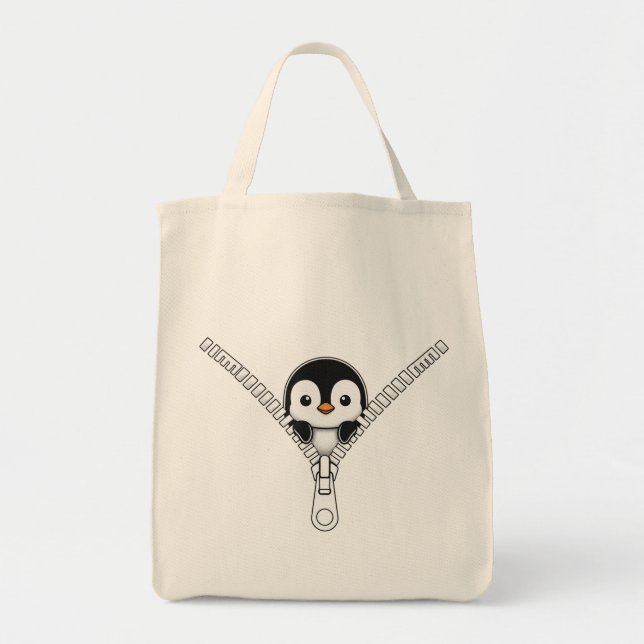 Bolsa Tote Funny Penguin Peek  (Frente)