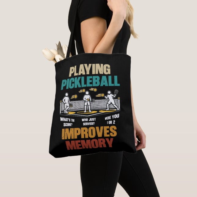 Bolsa Tote Funny Playing Pickleball Improves Memory Gift Idea (Close Up)