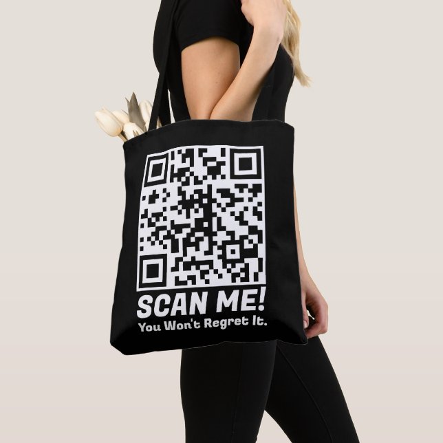 Bolsa Tote Funny QR Scan Me! Funny Regret Joke  (Close Up)