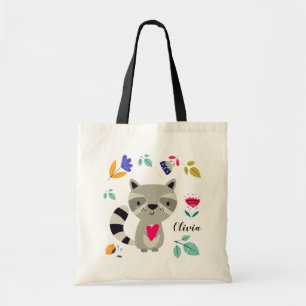 Bolsa Tote Funny Raccoon Sacos de Tote de Presente com Nome
